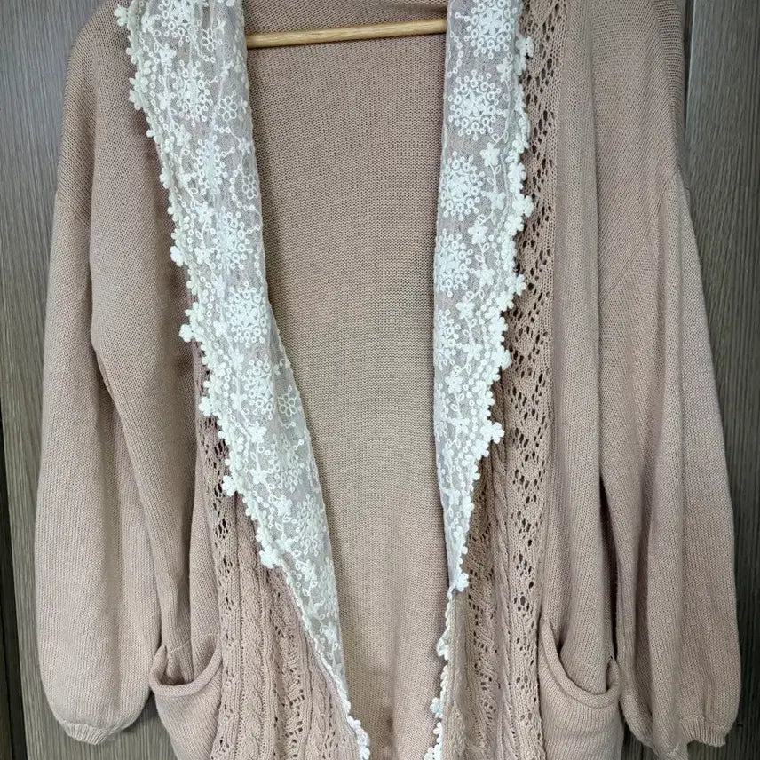 [BUNJANG] Earth Pink Lace Hooded Cardigan / earth 핑크 레이스 후드 가디건(모리걸)