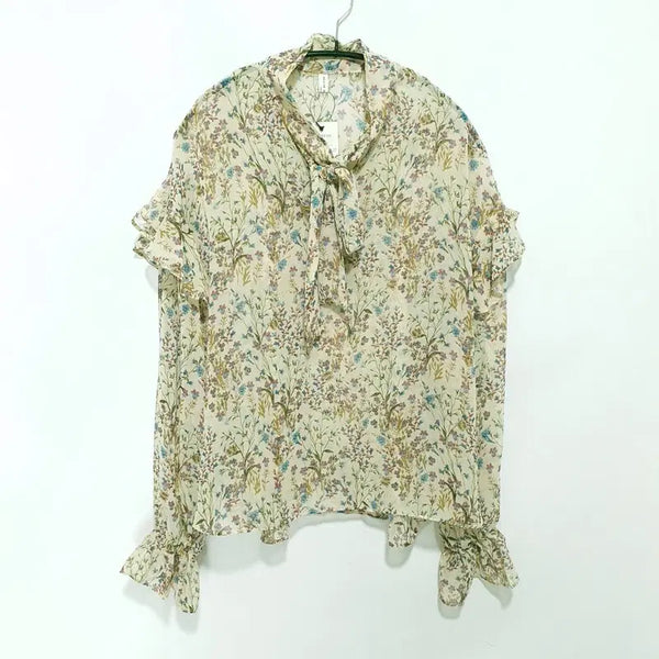 [BUNJANG] Floral Ribbon Tie Blouse / 플로럴 리본타이 블라우스 F_M3017