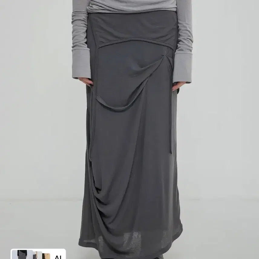 [BUNJANG] Flare Up Asymmetrical Draped Long Skirt / 플레어업 스커트 Asymmetrical Draped Long Skirt