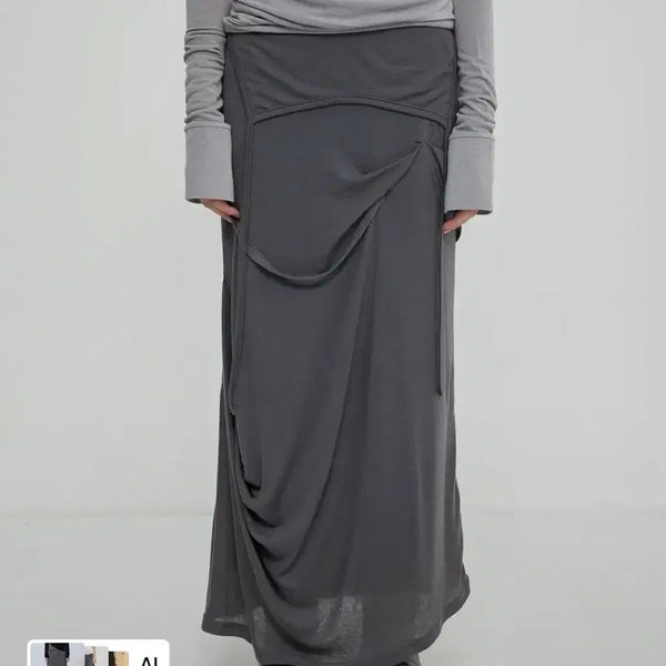 [BUNJANG] Flare Up Asymmetrical Draped Long Skirt / 플레어업 스커트 Asymmetrical Draped Long Skirt