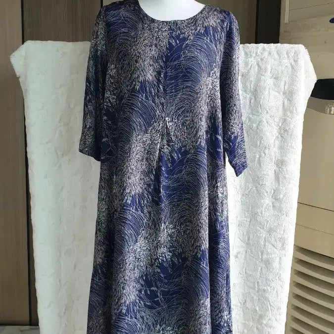 [BUNJANG] 100% Rayon Dress Navy Pattern / 인견100%원피스 상태최상~