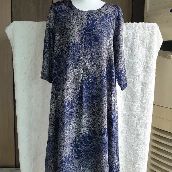 [BUNJANG] 100% Rayon Dress Navy Pattern / 인견100%원피스 상태최상~