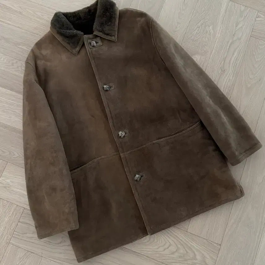 [BUNJANG] Vintage Brown Faux Shearling Coat / 빈티지 무스탕 코트 브라운