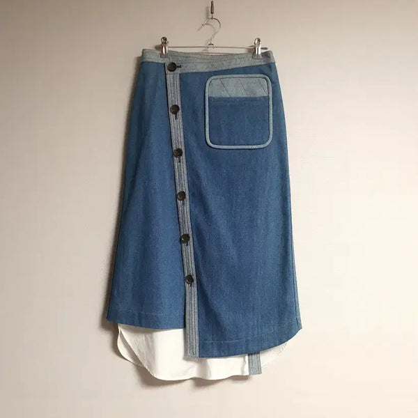 [BUNJANG] REJINAPYO Texture Block Denim Skirt (Size S) / 레지나표 REJINAPYO 텍스처 블록 데님 스커트 s 사이즈 정품