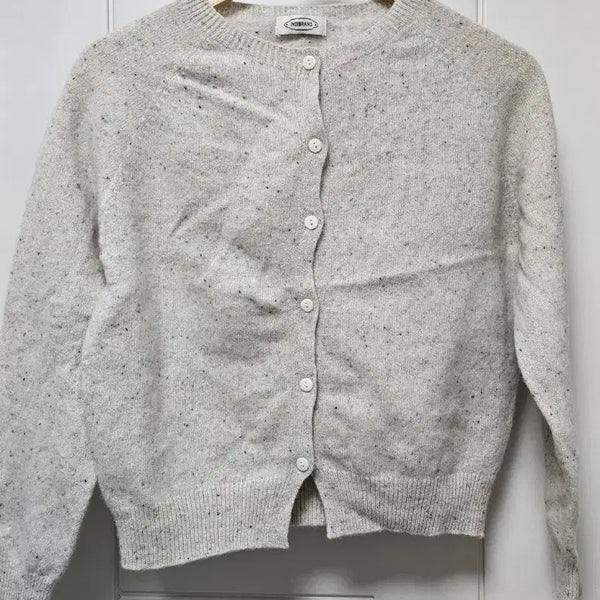 [BUNJANG] Indie Brand Marl Ivory Knit Round Cardigan / 인디브랜드 보카시 아이보리 니트 라운드 가디건