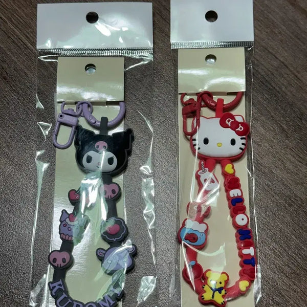 [BUNJANG] Sanrio Hello Kitty & Kuromi Rubber Cord Keychain Set / 헬로키티, 쿠로미 러버코드 키홀더