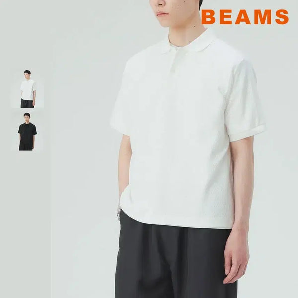 [BUNJANG] BEAMS HEART Mesh Check Polo Shirt / 빔즈 하트 메쉬 체크 폴로 셔츠