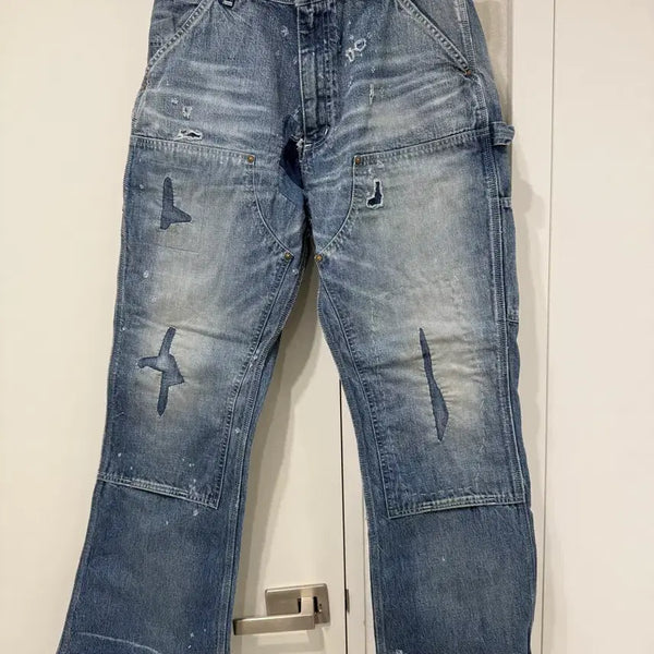 [BUNJANG] Saint Michael 24AW Double Knee Denim Blue / [L] 세인트미카엘  데님 더블니 블루 - 24AW