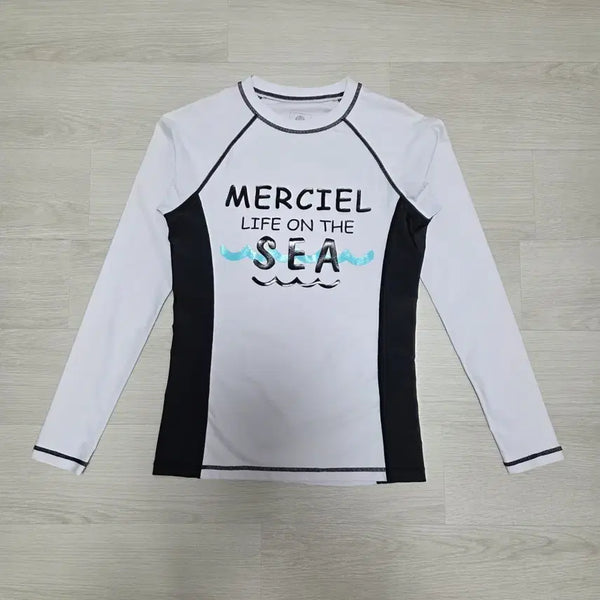 [BUNJANG] MERCIEL Rash Guard White/Black Size S / (새제품)MERCIEL 래쉬가드 S(55)화이트/블랙
