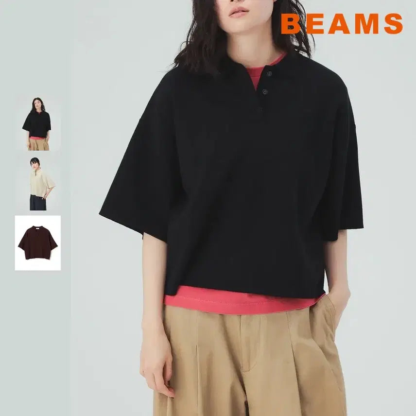 [BUNJANG] BEAMS HEART Heart Knit Polo Half-Sleeve Pullover / 빔즈 하트 니트 폴로 반팔 풀오버