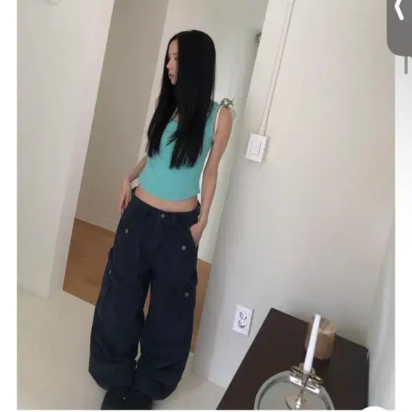 [BUNJANG] Litkim Washed Cargo Pants Navy / 릿킴 카고 워싱 팬츠 네이비 새상품