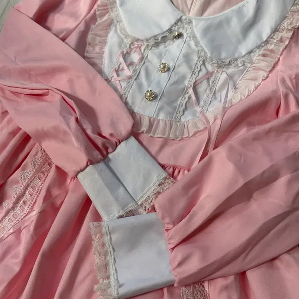 [BUNJANG] Lolita/Jirai-kei Pink Lace-up Dress / (로리타/지뢰계) 핑크 레이스업 원피스