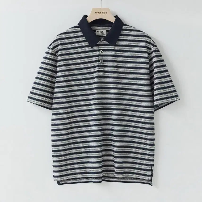 [BUNJANG] Roughside 26SS Multi Stripe Polo Shirt Navy / [새상품] 러프사이드 26SS 멀티 스트라이프 폴로 셔츠 네이비