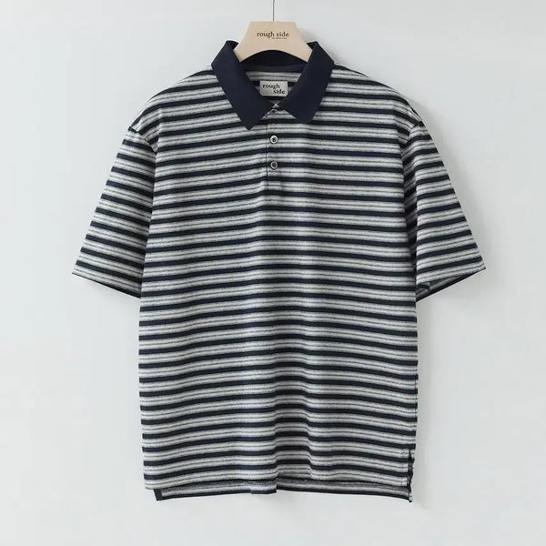 [BUNJANG] Roughside 26SS Multi Stripe Polo Shirt Navy / [새상품] 러프사이드 26SS 멀티 스트라이프 폴로 셔츠 네이비