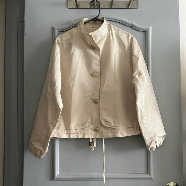 [BUNJANG] TIME 21ss High Neck Drawstring Jumper (Beige, Size F) / 21ss 타임 TIME 하이넥 드로우스트링 점퍼 F 82-94-160 사이즈