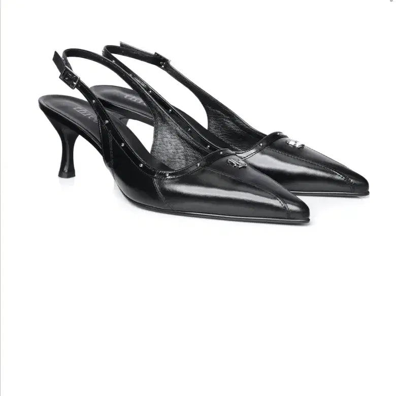 [BUNJANG] 3Times Classic Logo Slingback Shoes Black / 쓰리타임즈 클래식 로고 슬링백 블랙