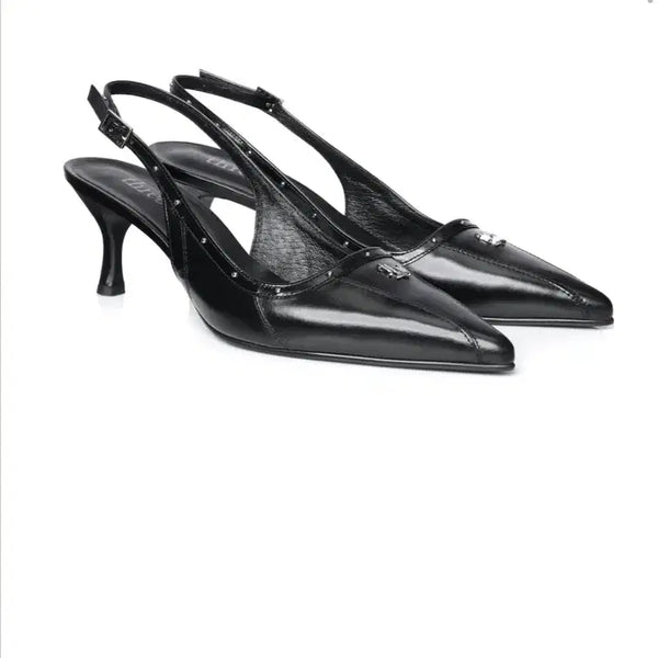 [BUNJANG] 3Times Classic Logo Slingback Shoes Black / 쓰리타임즈 클래식 로고 슬링백 블랙