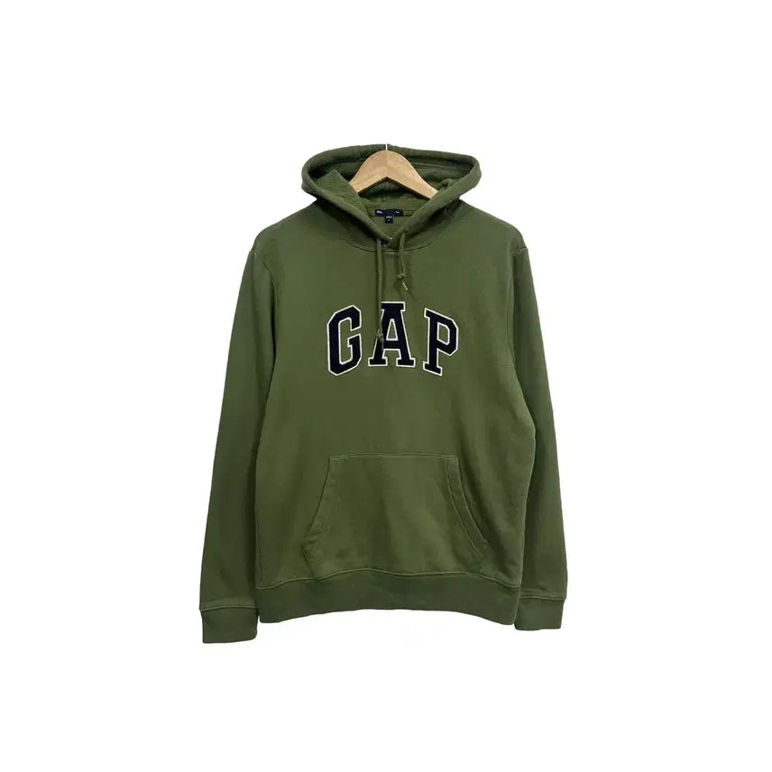 [BUNJANG] GAP Lettering Y2K Khaki Pullover Hoodie Size 90 / [90] GAP 갭 레터링 Y2K 카키 풀오버 후드티