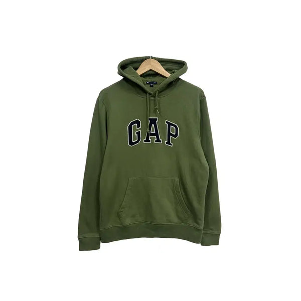 [BUNJANG] GAP Lettering Y2K Khaki Pullover Hoodie Size 90 / [90] GAP 갭 레터링 Y2K 카키 풀오버 후드티