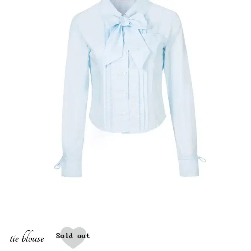 [BUNJANG] IDANG CLUB Ribbon Blouse Blue / 아이당클럽 리본 블라우스 블루