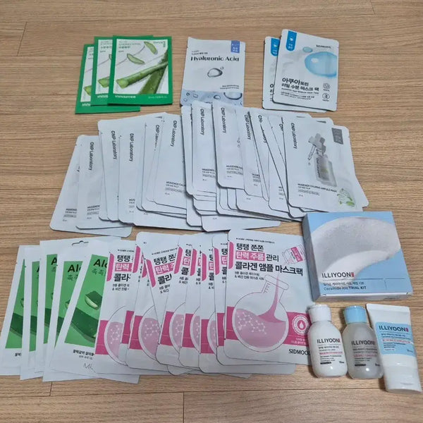 [BUNJANG] CNP, Sidmool, Missha, Innisfree, Etude Mask Pack Bundle with Illiyoon Ato Kit / (56개 일괄 4.3만원)CNP+시드물등 5종 마스크팩 53개+일리윤 아토 키트