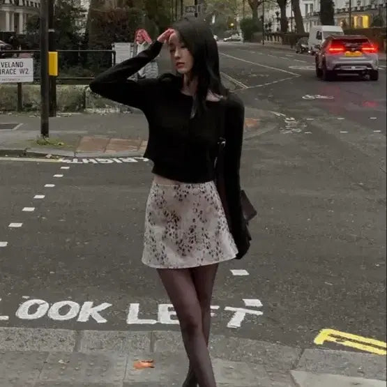 [BUNJANG] Letter & Leopard Mini Skirt / 레터앤 호피 레오파드 미니 스커트