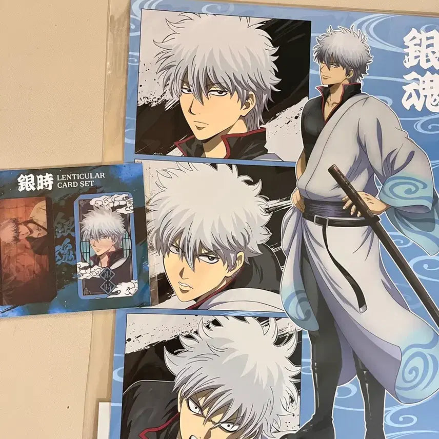 [BUNJANG] Gintoki Yoshwara Pop-up A3 Poster & Lenticular Card Bundle (Gintama) / 은혼 요시와라 팝업 긴토키 일러스트 a3포스터 렌티큘러 카드 2종 일괄 미개봉