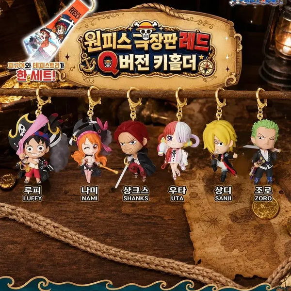 [BUNJANG] One Piece Film Red Q Version Keychain Set (6 Pieces Bundle) / 원피스 극장판 레드 Q 버전 키홀더 세트 6개 일괄판매