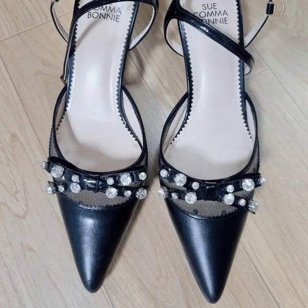 [BUNJANG] SUECOMMA BONNIE Cubic Ribbon Sandals Heels / 슈콤마보니 큐빅 리본 샌들 힐 235