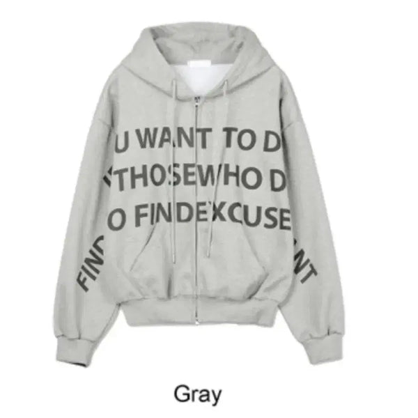 [BUNJANG] Cropped Oversized Lettering Hoodie Zip-up (Sealed) / 크롭 오버핏 레터링 후드집업 미개봉 새상품