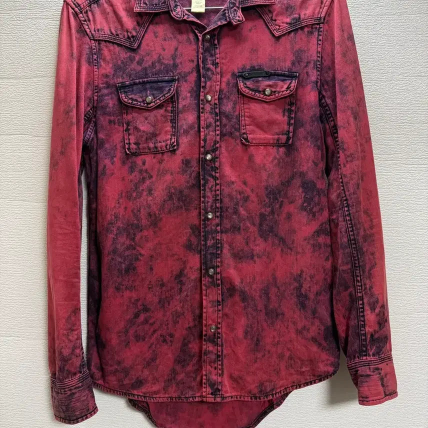 [BUNJANG] Diesel Button Down Washed Denim Shirt Jacket Burgundy / 디젤 Diesel 버튼 다운 워시드 데님 셔츠 자켓 버건디