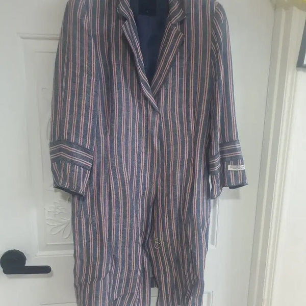 [BUNJANG] Chatelaine 100% Linen Stripe Long Jacket / 샤트렌 마 100% 스트라이프 롱 자켓