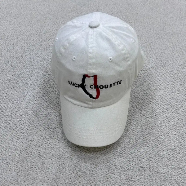 [BUNJANG] Lucky Chouette Logo Printing White Ball Cap / F 럭키슈에뜨 로고 프린팅 화이트 볼캡 0604E2
