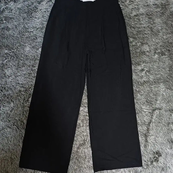 [BUNJANG] Ganaesra Black Pintuck Wide Slacks (Size 55 S) / 가내스라 블랙 핀턱 와이드 슬랙스 55 S