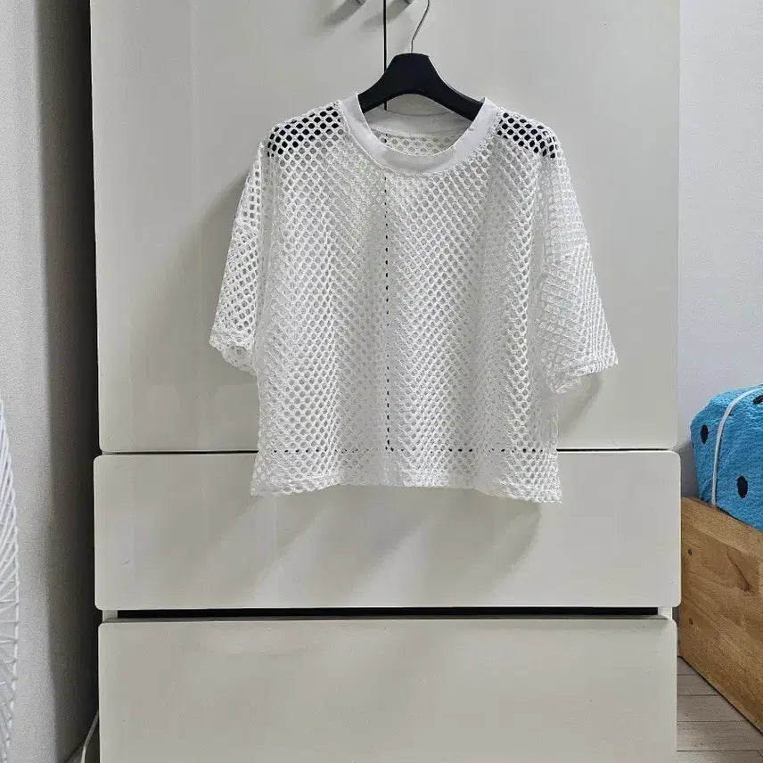 [BUNJANG] White Net Short Sleeve T-Shirt / 그물망 티셔츠(새상품)