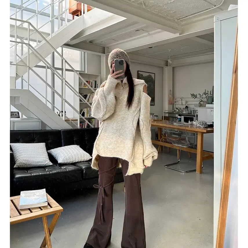 [BUNJANG] More Moment Ribbon Bootcut Pants [Black] / 모어모먼트 리본 부츠컷 팬츠 [블랙]