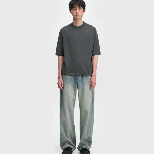 [BUNJANG] Bellier City Pullover Short Sleeve Knit - Grey (Size 5 / 105) / [5] 벨리에 시티 풀오버 숏 슬리브 니트 그레이