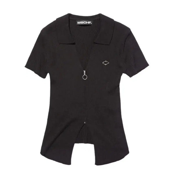 [BUNJANG] MSCHF Knitted Two-Tone Short Sleeve Black / MSCHF 미스치프 니티드 투톤 숏슬리브 블랙