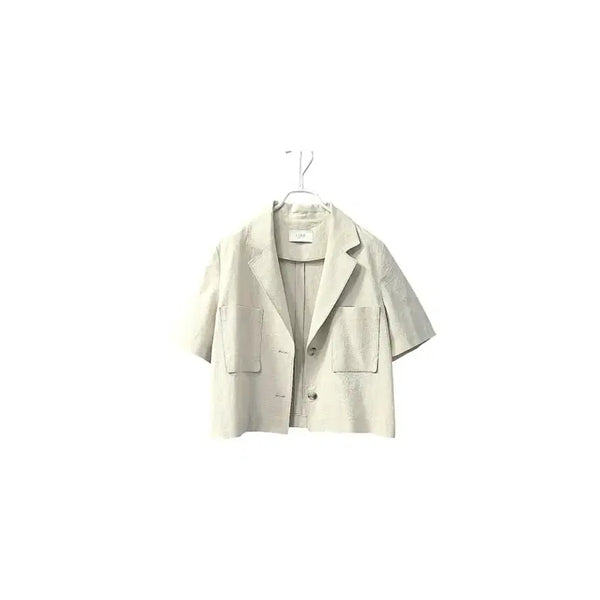 [BUNJANG] LINE EDITION Outpocket Linen Short Sleeve Jacket / 라인어디션  아웃포켓 린넨  반팔자켓