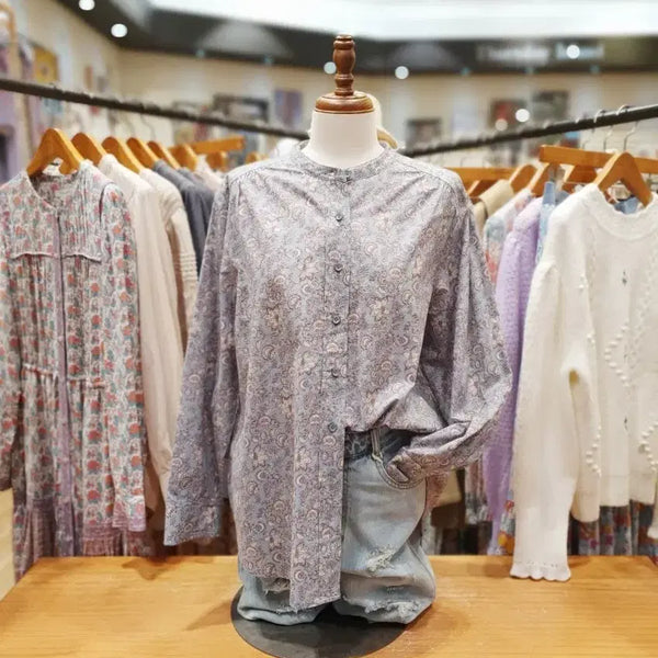 [BUNJANG] Thursday Island Stand Collar Printed Shirt T202MBL131 / Thursday Island 스텐 카라 프린트 셔츠 T202MBL131