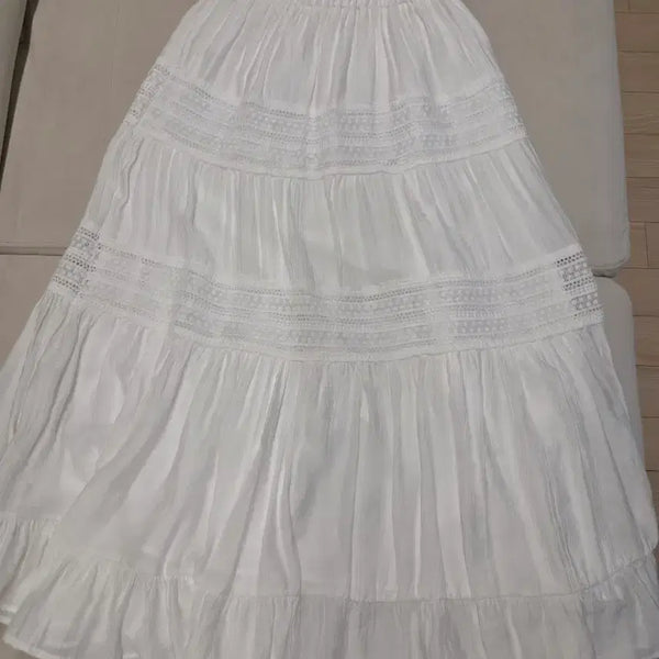 [BUNJANG] White Long Lace Skirt / 화이트 롱 스커트 레이스 치마 three times