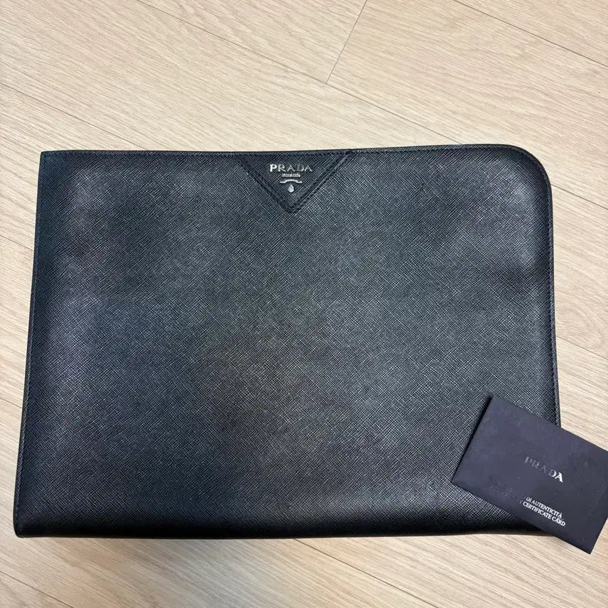 [BUNJANG] Prada Saffiano Leather Travel Clutch Bag Black / 프라다 사피아노 트래블 클러치백