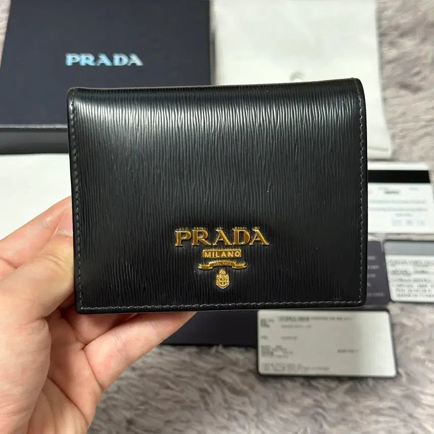[BUNJANG] Prada Saffiano Bifold Wallet Black / [풀구성] 프라다 사피아노 반지갑 블랙