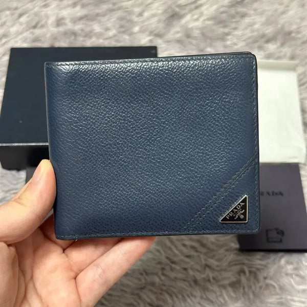 [BUNJANG] Prada Saffiano Triangle Logo Bifold Wallet Navy / [풀구성] 프라다 사피아노 삼각로고 반지갑 네이비