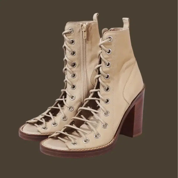 [BUNJANG] Ann Demeulemeester Open Lace Up Boots / 앤드뮐미스터 오픈 레이스업 부츠