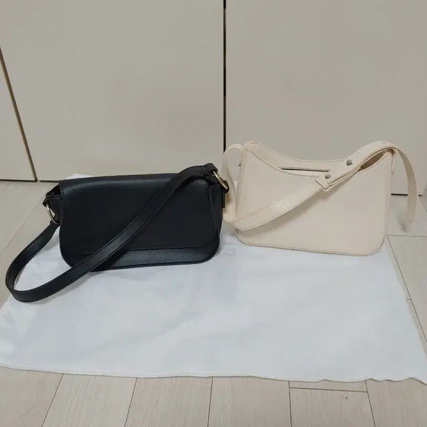 [BUNJANG] ASOS Black & Cream Shoulder Bag Set / 아소스(ASOS) 블랙 숄더백 + 크림색 숄더백