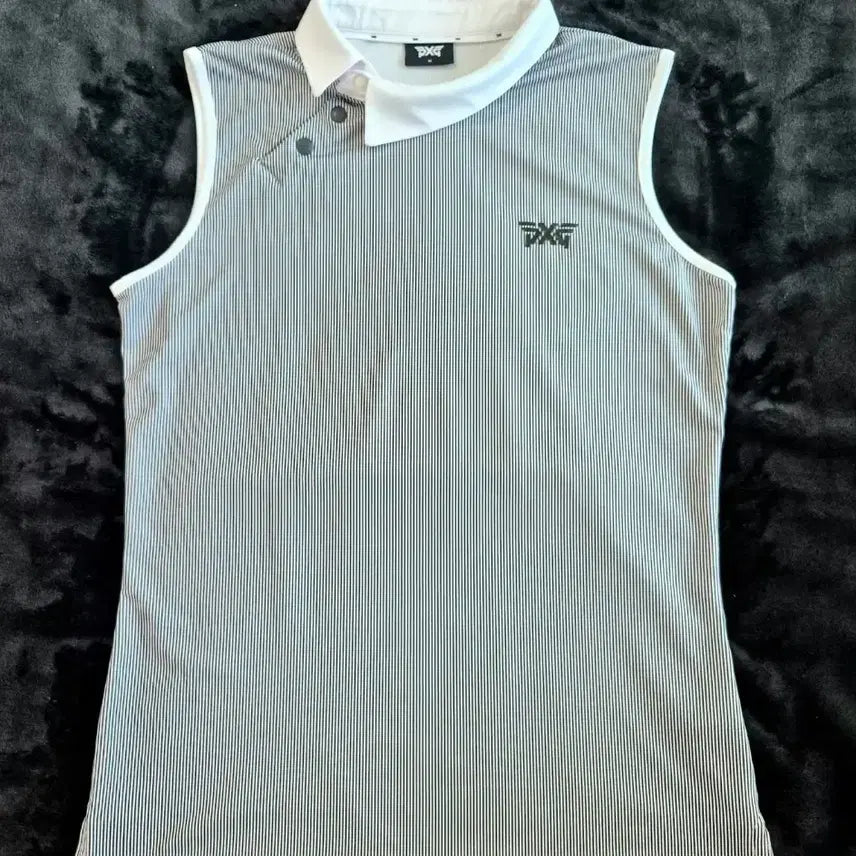 [BUNJANG] PXG Golf Women's Sleeveless Stripe Polo Shirt / [정품]PXG 골프 여성 스트라이프 카라 민소매 티셔츠 M
