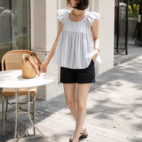 [BUNJANG] Stripe Frill Blouse / 스트라이프 프릴 블라우스 색상택1