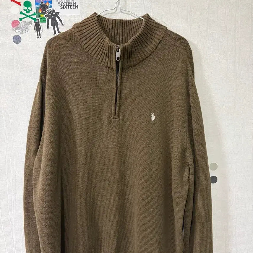 [BUNJANG] U.S. POLO ASSN. Brown Half-Zip Knit Sweater / U.S. POLO ASSN. 브라운 하프집업 니트