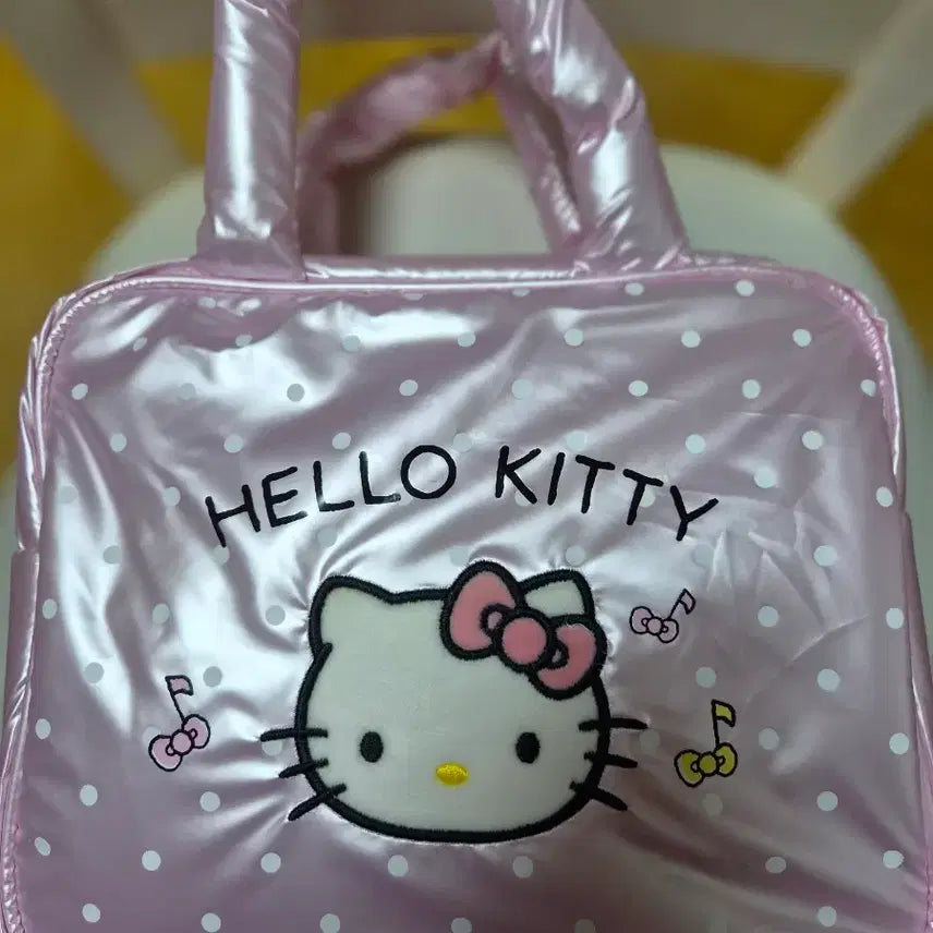 [BUNJANG] Hello Kitty Pink Dot Pattern Tote Bag / (새상품)헬로키티 핑크 도트 패턴 토트백
